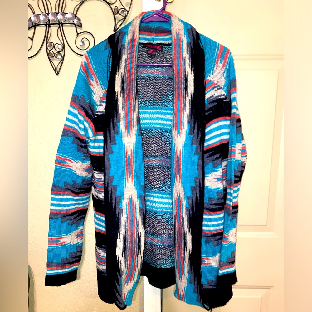 Colorful Rock & Roll Cowgirl Cardigan Sweater